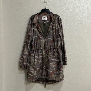 1 Sunset Lane Jacket Green Camo Womens Medium Hooded  Pockets